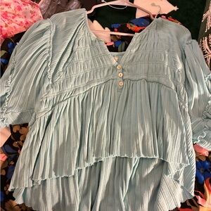 Urban Outfitters Women's Light Blue Pleated Top